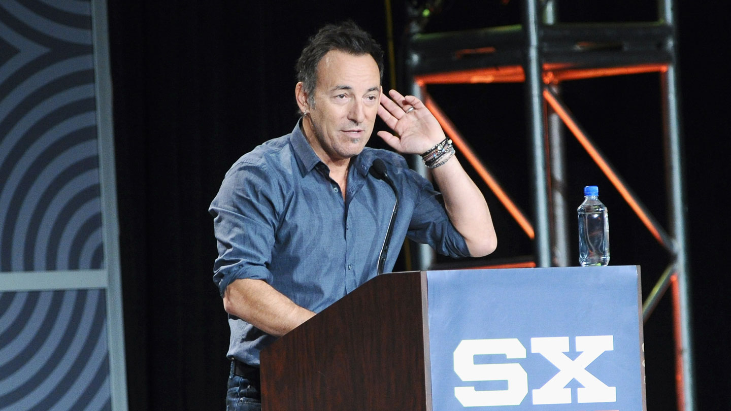 SXSW Keynote Bruce Springsteen speaks onstage - SXSW 2012. Photo by Kevin Mazur